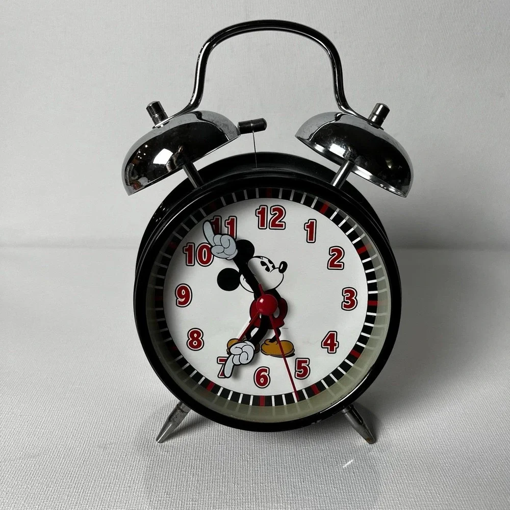 Vintage Disney Mickey Mouse Twin‎ Bell Alarm Clock Analog Retro Tested Working